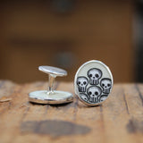 Sterling Silver and Enamel Skull Cufflinks for Men and Women