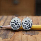 Sterling Silver and Enamel Skull Cufflinks for Men and Women