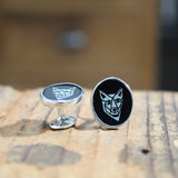 Wolf Cufflinks - Enamel and Sterling Silver Dog Coyote Dingo Cufflinks - Jewelry Gifts For Men