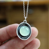 Aqua Blue Chalcedony Gemstone Pendant on Sterling Silver Shadow Setting