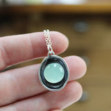 Aqua Blue Chalcedony Gemstone Pendant on Sterling Silver Shadow Setting