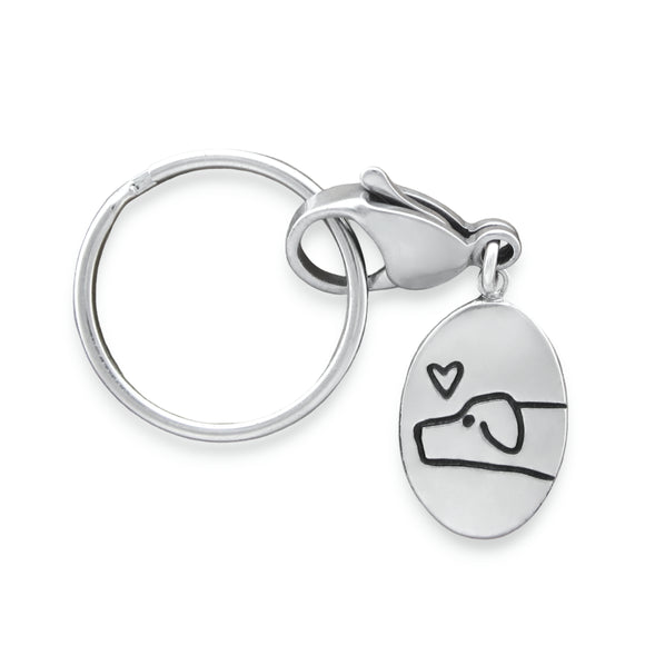 Sterling Silver Love Me, Love My Dog Keychain