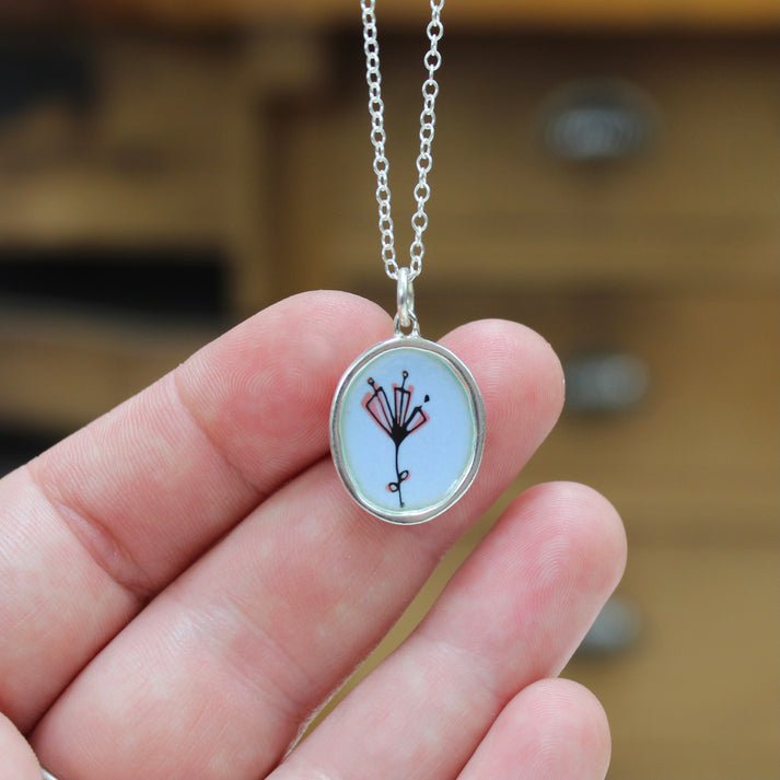 Spring Flower Necklace on Adjustable Chain in Blue Green Pink Yellow O ...