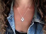 Sterling Silver Mother Daughter Crown Heart Necklaces