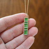 Cobalt Blue or Emerald Green Reversible Enamel and Sterling Silver Gold Dipped Pendant