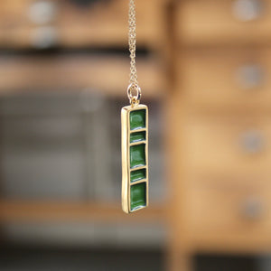 Cobalt or Emerald Reversible Enamel and Sterling Silver Gold Dipped Pendant  -Two Necklaces in One