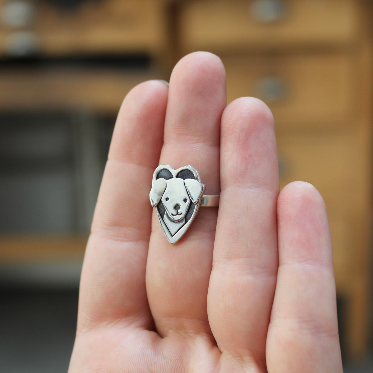 Locking Dog Rings Sterling Silver Dog Ring in Whole Sizes 5 Through 10 - Labrador Retrie ...