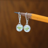 Sterling Silver Tiny Bird Earrings Enamel Lever Back Dangles with Three Wearing Combinations