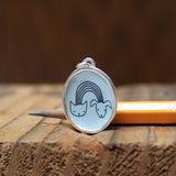 Sterling Silver and Enamel Dog and Cat Love Pendant - Cat and Dog Family Charm