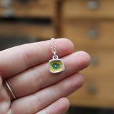 Teeny Tiny Enamel and Sterling Silver Flower Necklace on Adjustable Serling Chain