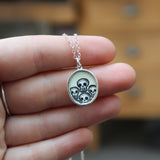 Sterling Silver and Enamel Skulls Necklace
