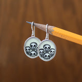 Sterling Silver Skull Earrings made with Vitreous Enamel - Skull Jewelry