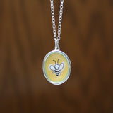Sterling Silver and Enamel Bee Necklace