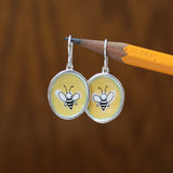 Sterling Silver and Enamel Bee Earrings