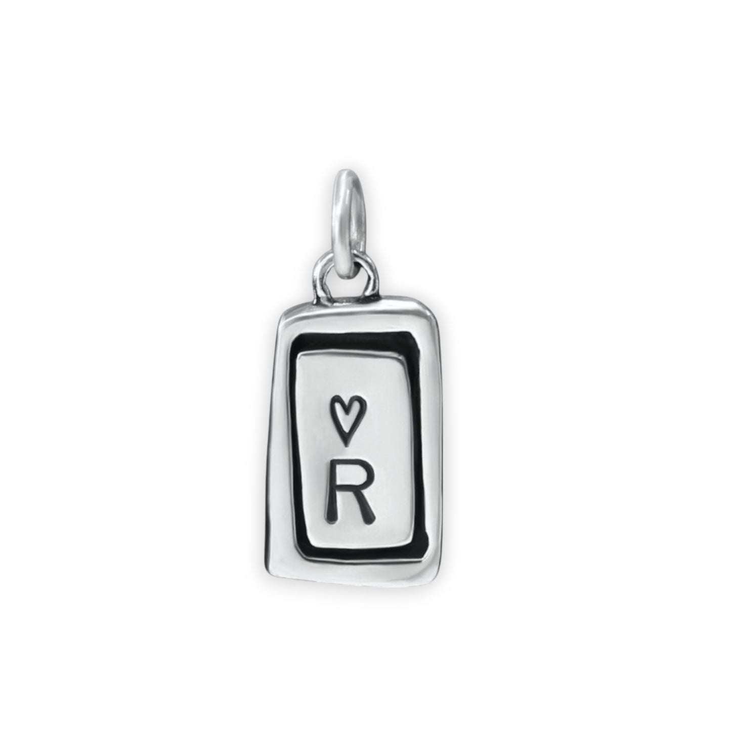 Custom Initial Charm with Heart- Sterling Silver Charm on Adjustable Chain - Build Your Own Charm Necklace!