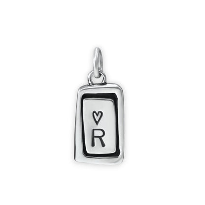Custom Initial Charm with Heart- Sterling Silver Charm on Adjustable Chain - Build Your Own Charm Necklace!