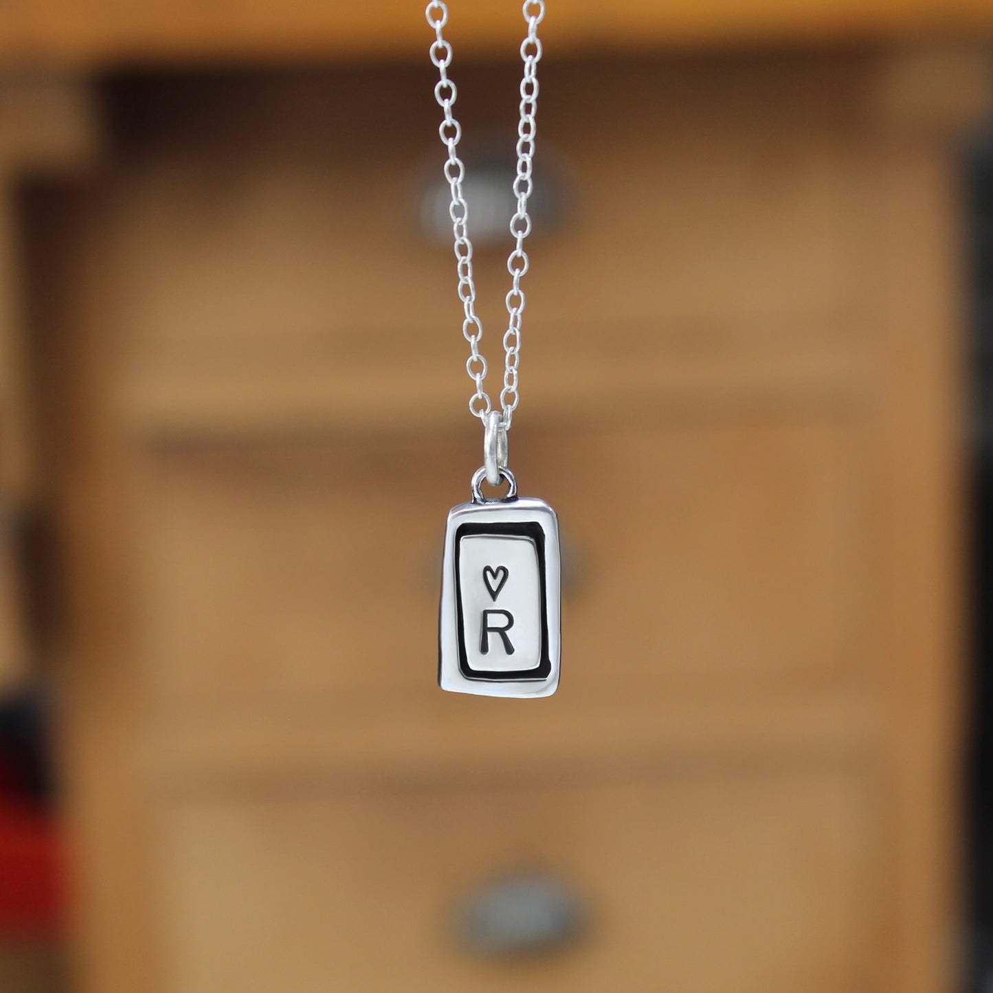 Custom Initial Charm with Heart- Sterling Silver Charm on Adjustable Chain - Build Your Own Charm Necklace!