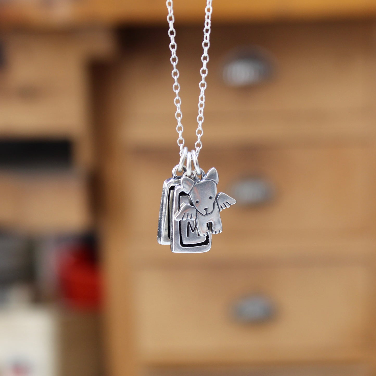 Custom Initial Charm with Heart- Sterling Silver Charm on Adjustable Chain - Build Your Own Charm Necklace!