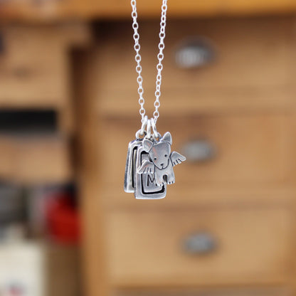 Custom Initial Charm with Heart- Sterling Silver Charm on Adjustable Chain - Build Your Own Charm Necklace!