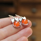 Sterling Silver Connected Hearts Earrings with Prong Set 10mm Carnelian - Love and Friendship Gift