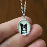 Sterling Silver and Enamel Border Collie Necklace - Adorable Dog Breed Jewelry