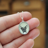 Sterling Silver and Enamel Chihuahua Necklace - Chihuahua Jewelry