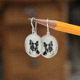 Boston Terrier Earrings - Sterling Silver and Enamel Dog Breed Jewelry Gift