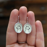 Akita Earrings - Sterling Silver and Enamel Shiba Inu or Samoyed Jewelry