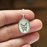 Sphynx Cat Necklace - Sterling Silver and Enamel Hairless Cat Breed Pendant