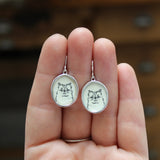 Persian Cat Earrings - Sterling Silver and Enamel Cat Breed Gift - Sweet Kitten Portrait Jewelry