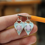 Sterling Silver Pastel Enamel and Gemstone Heart Earrings - Dangling Heart Earrings