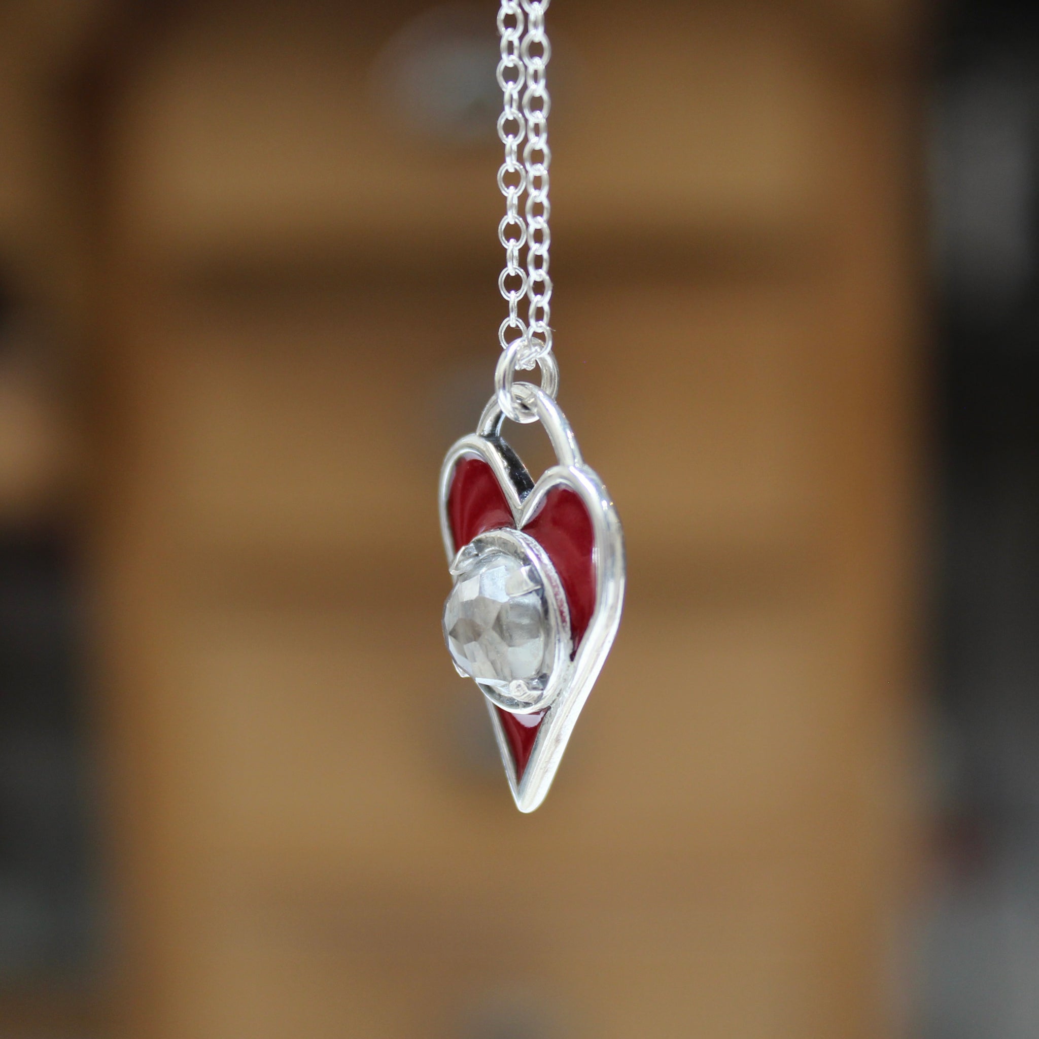 Sterling Silver Floating Garnet and White Topaz Heart Pendant popular