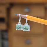 Sterling Silver Turtle Earrings - Adorable Turtle Jewelry - Lever Back Ear Wires and Vitreous Enamel