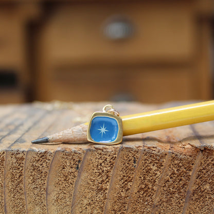 Gold Star Necklace - Sterling Silver And Blue Enamel Star Pendant - Star Charm Jewelry