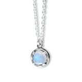Sterling Silver Rose Cut Blue Moonstone Necklace - Tiny Prong Set Gemstone Pendant