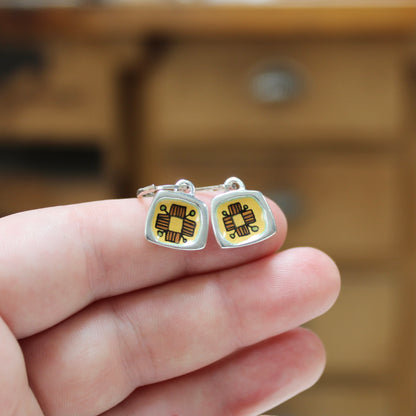 Lever Back Flower Earrings Made with Sterling Silver and Vitreous Enamel