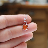 Sterling Silver Carnelian Necklace - Prong Set Gemstone Pendant - Orange jewelry