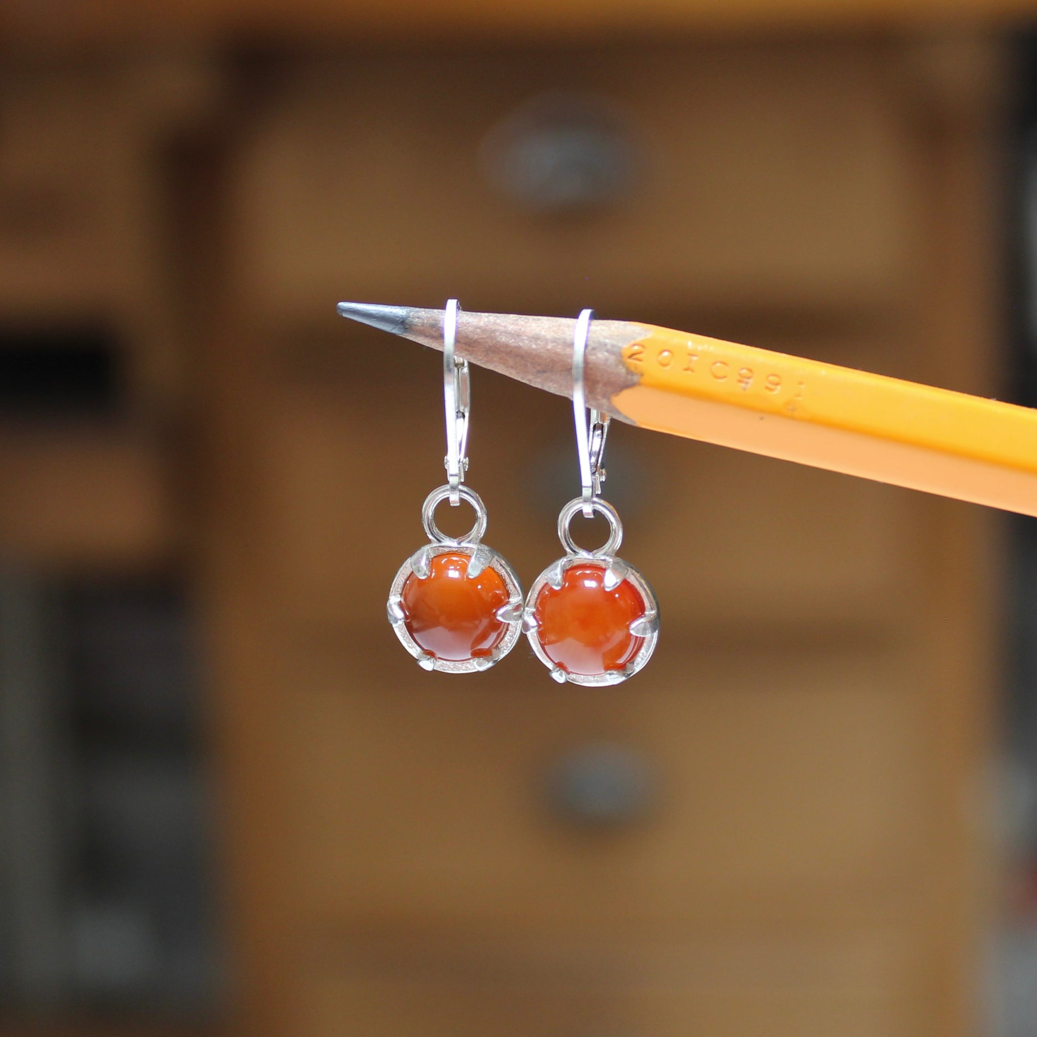 Fine Silver order Earrings with Carnelian Gemstones