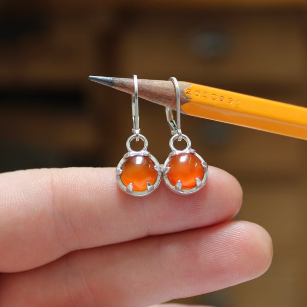 Faceted Carnelian stone drop earrings sterling silver carnelian jewelry nickel free selling jewelry silver quality genuine carnelian stone