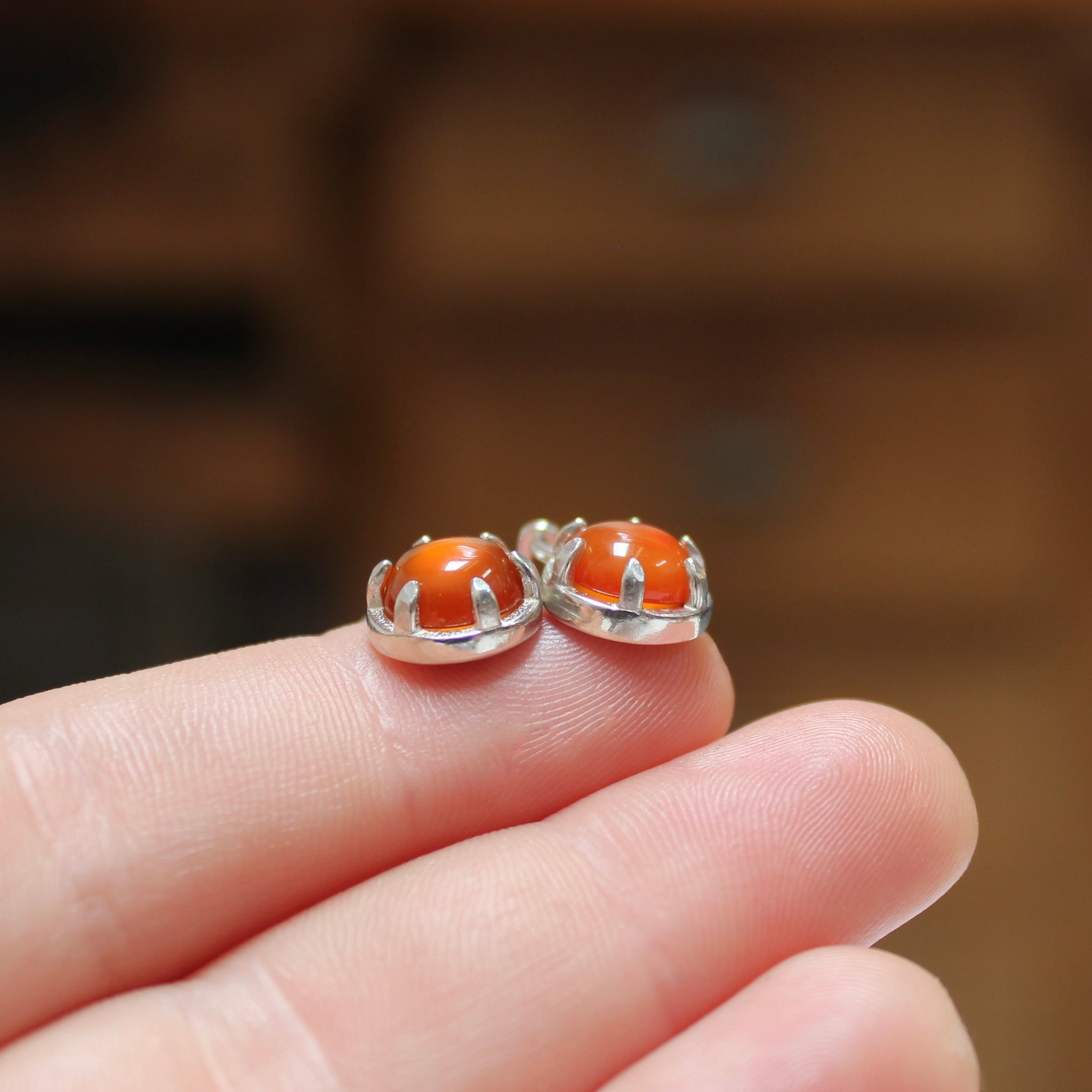 Carnelian Posts - Orange offers Carnelian Studs - Western Silver Posts - Silversmith Posts