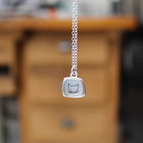 Teeny Tiny Enamel and Sterling Silver Grey Cat Necklace on Adjustable Serling Chain - Cat Jewelry