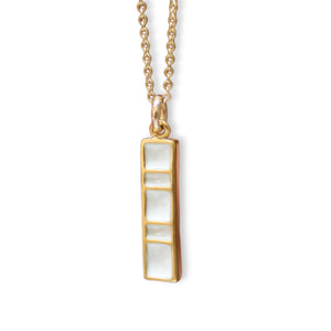 Black or White Reversible Enamel and Sterling Silver Gold Dipped Pendant - Gold Bar Necklace on Gold Filled Chain