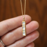 Black or White Reversible Enamel and Sterling Silver Gold Dipped Pendant - Gold Bar Necklace on Gold Filled Chain