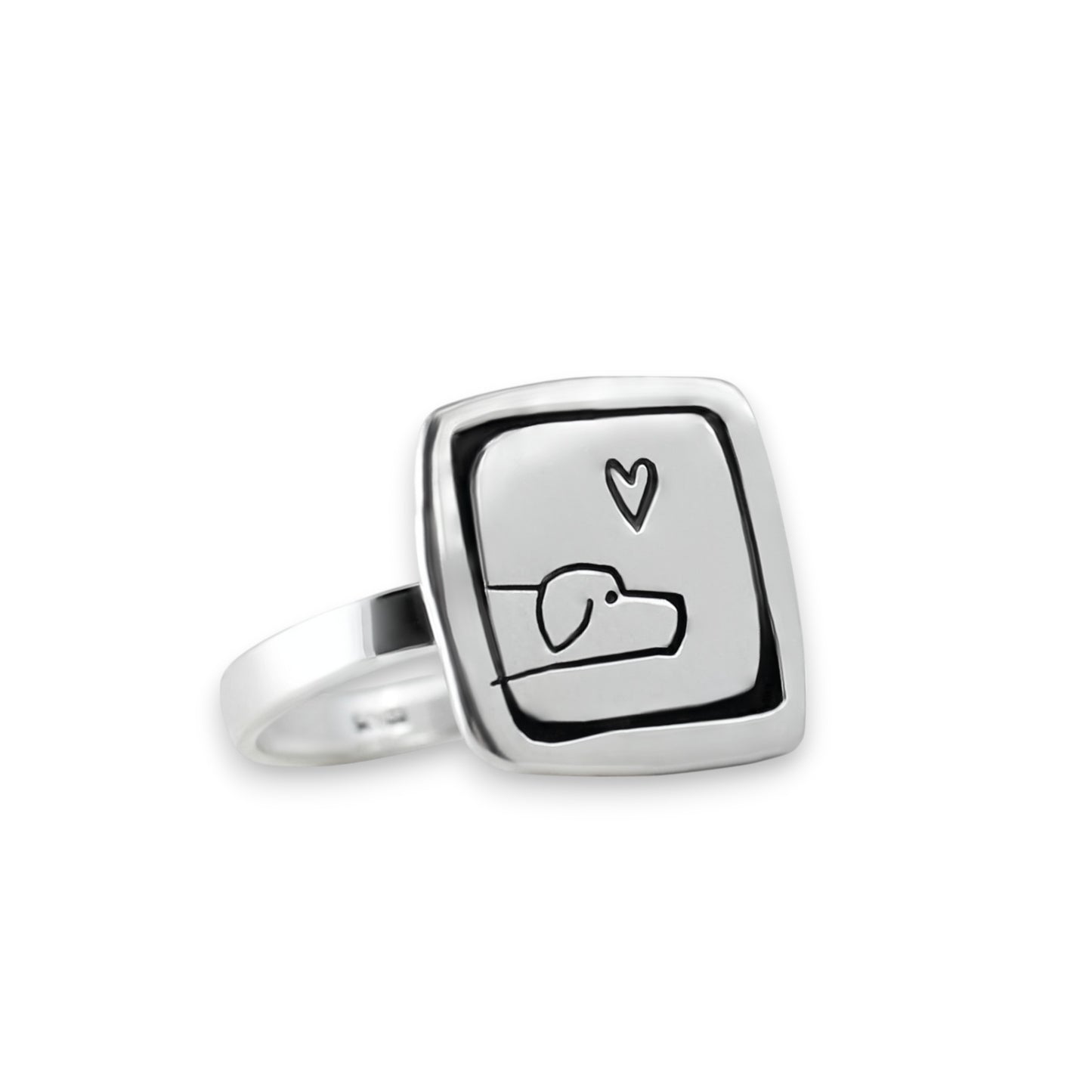 Dog Ring - Sterling Silver Labrador Charm Ring in sizes 5 through 10