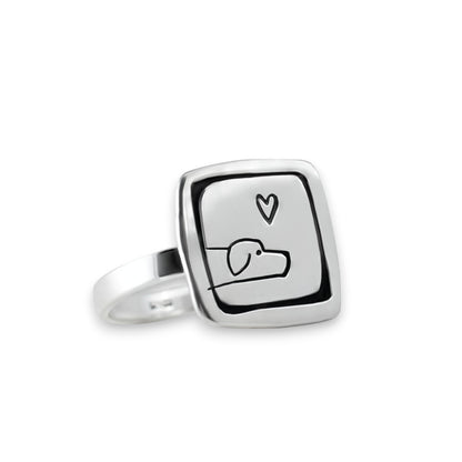 Dog Ring - Sterling Silver Labrador Charm Ring in sizes 5 through 10