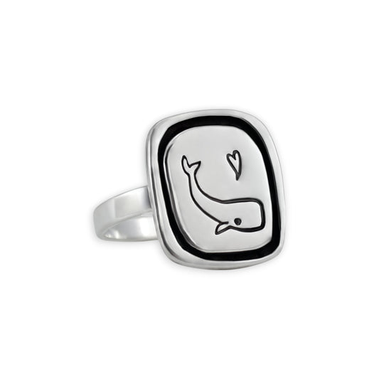 Sterling Silver Whale Ring in sizes 5 through 10