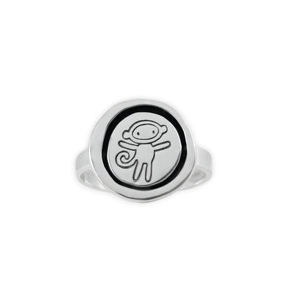 Sterling Silver Sock Monkey Sketch Ring by Mark Poulin