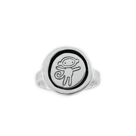Sterling Silver Sock Monkey Sketch Ring by Mark Poulin