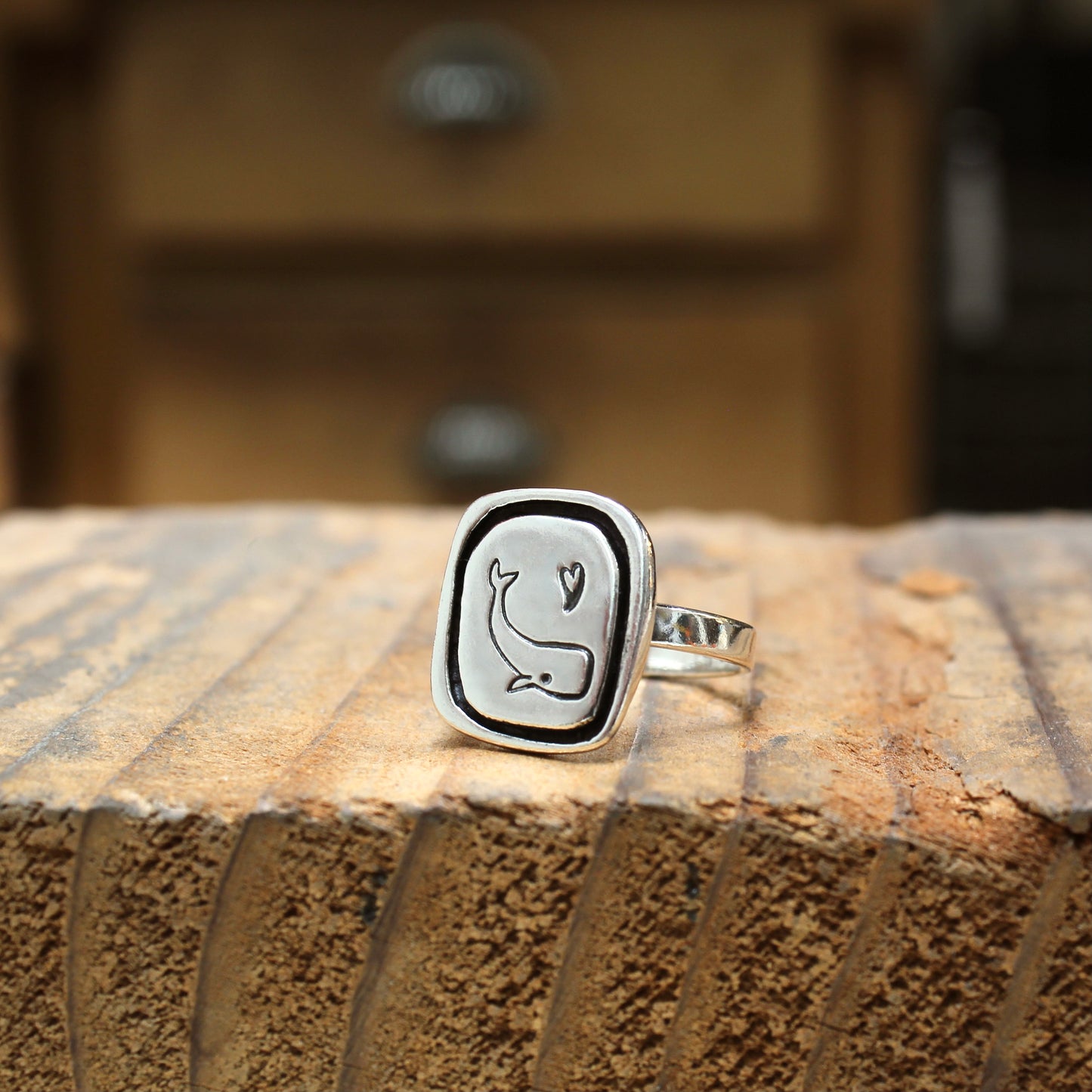 Sterling Silver Whale Ring in sizes 5 through 10