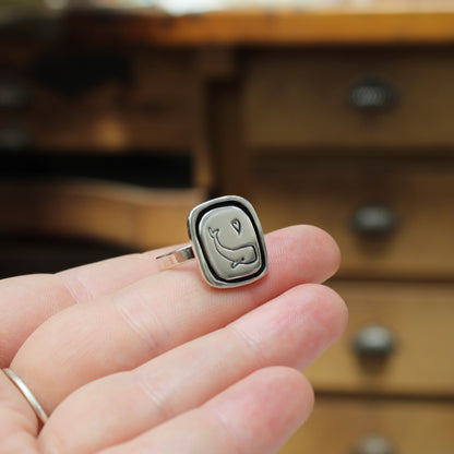 Sterling Silver Whale Ring in sizes 5 through 10